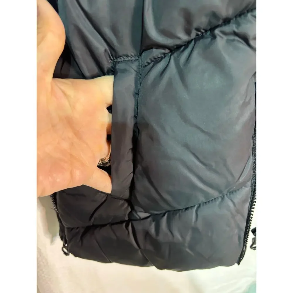 Zara 9 wide stitch shorter puffer coat attached hood euc worn once warm